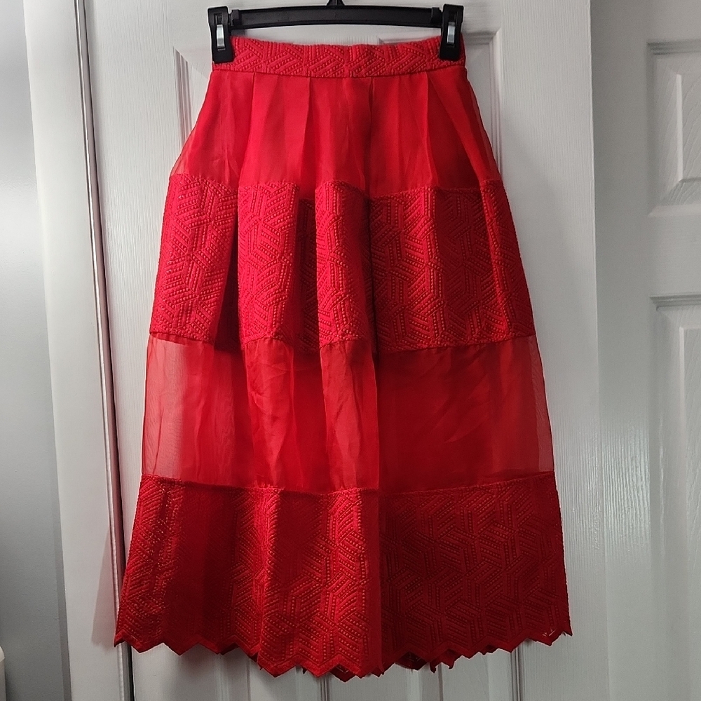 Vivian Chan Red Rosie Skort NWOT